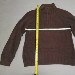 Express 1/4 zip collar knitted sweater brown